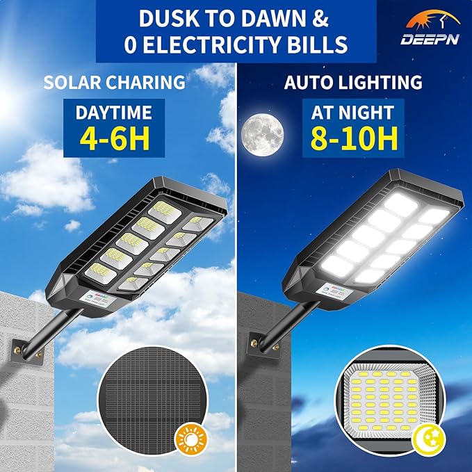Solar Lights Outdoor, IP66 Waterproof Street Lights Outdoor, 6500K Dusk to Dawn - Image 4