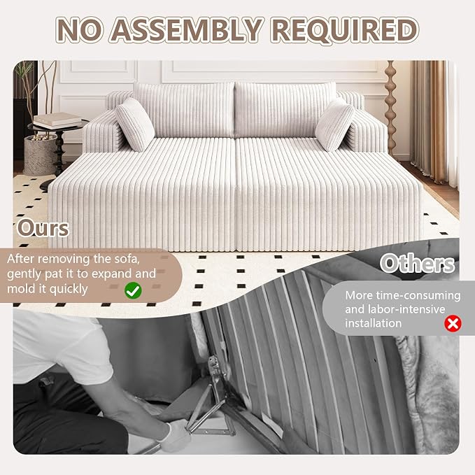 ODUWA Oversized Double Chaise Lounges Indoor, Upholstered Boneless Cloud - Image 6