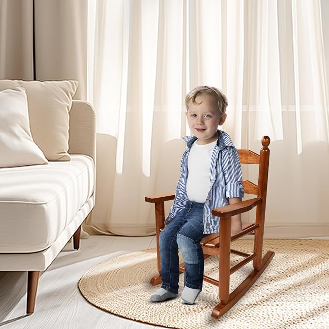 Toddler Rocking Chair Set of 2 Wooden Comfy Recliner Rocker - Image 7