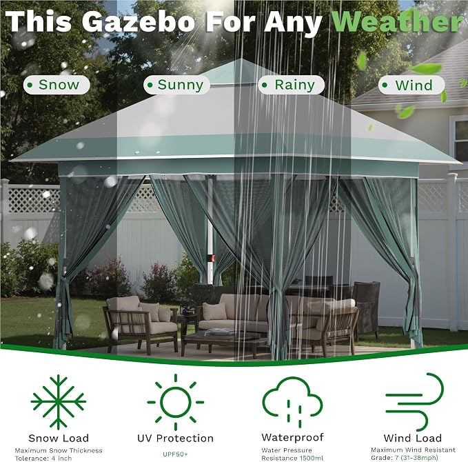 Devoko 12x12 Pop Up Gazebo Canopy Tent - Image 7