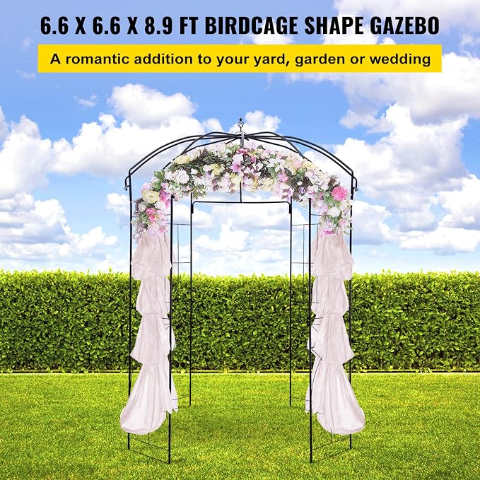 VEVOR Birdcage Shape Garden Arch, Heavy Duty Wrought Iron Arbor, Wedding Trellis - Image 2