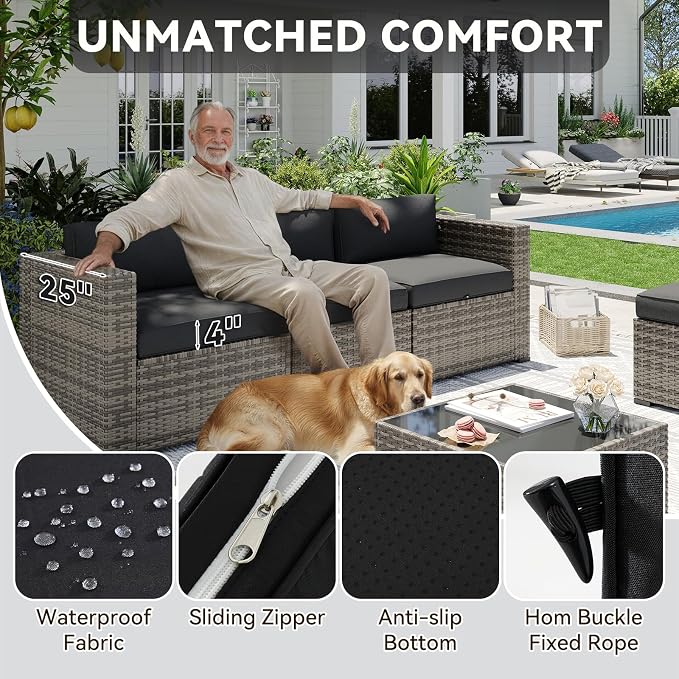 Aoxun Patio Furniture Sets, 15-Piece Outdoor Patio Furniture - Image 4