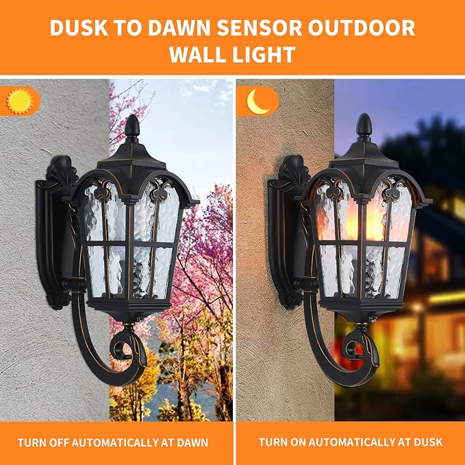 LONEDRUID Dusk to Dawn Sensor Outdoor Wall Light Fixtures Black Roman 17.71" H - Image 3