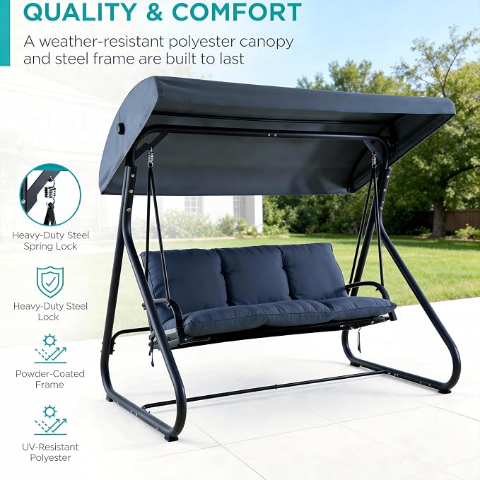 3-Seat Outdoor Convertible Swing Glider - Image 3