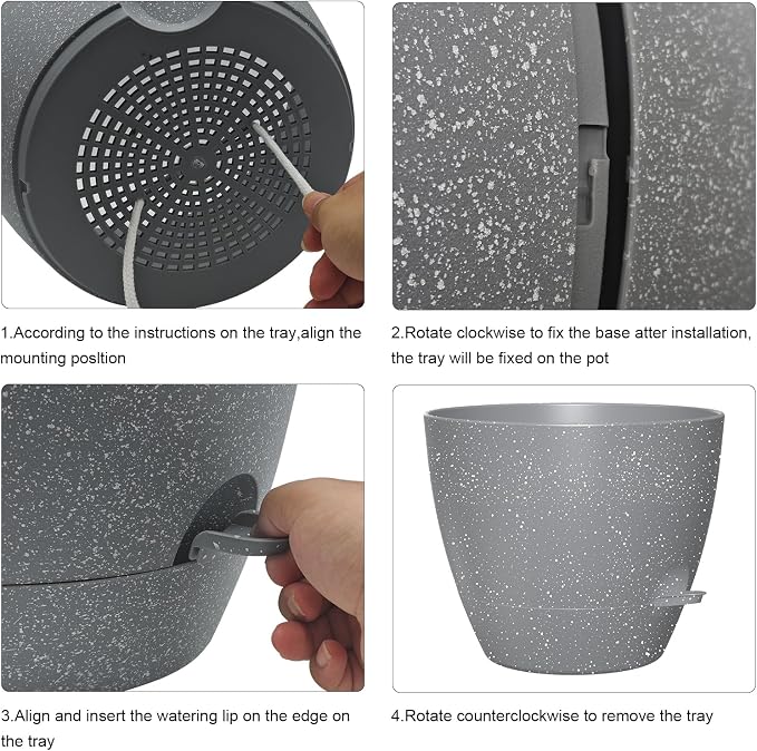 12 Inch Large Self Watering Pots, Flower Pots - Image 4