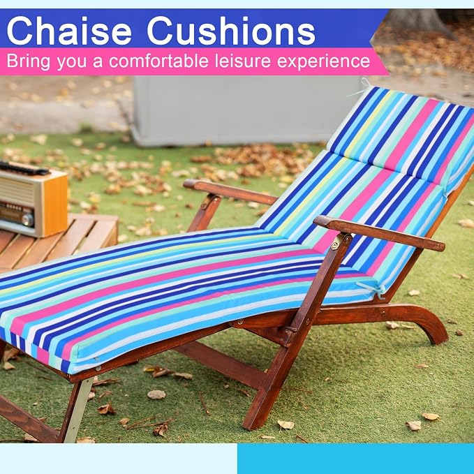 2 Pcs Indoor Outdoor Chaise Lounge Cushions Sponge Bench Outdoor Furniture - Image 5