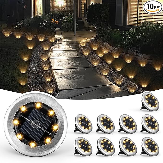 SOLPEX Mini Solar Ground Lights, 10 Pack Solar Lights Outdoor Waterproof by Solpex