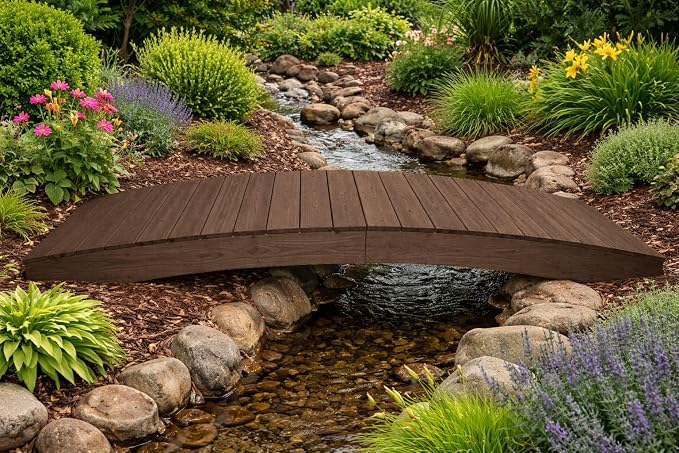 10 FT WALNUT Amish Made Pinewood Heavy Duty Garden Bridge - Image 5