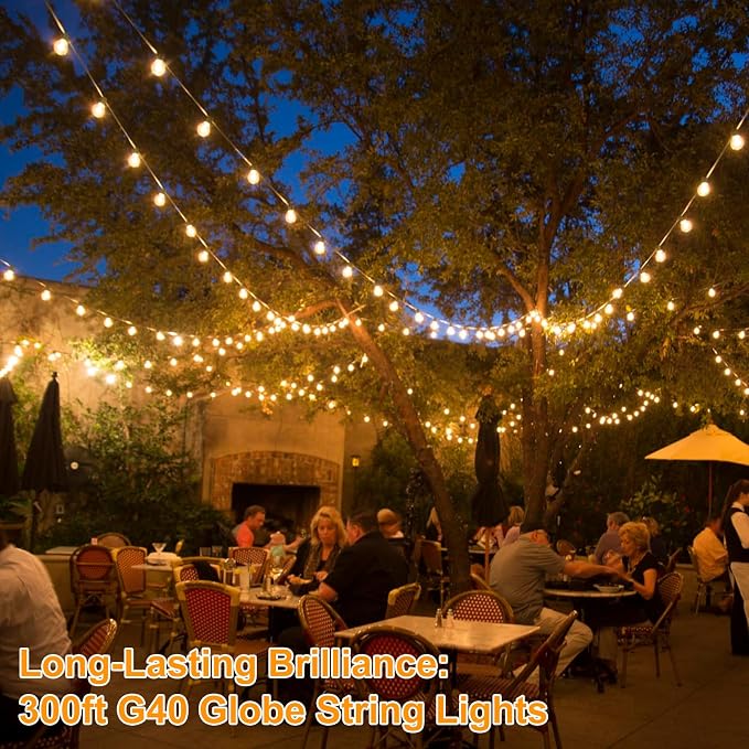 Bosceos 300ft Outdoor G40 LED Globe String Lights Dimmable Waterproof - Image 3
