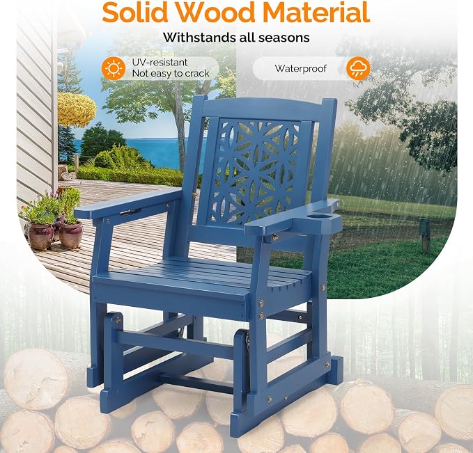 VINGLI Fir Wood Outdoor Glider - Image 6