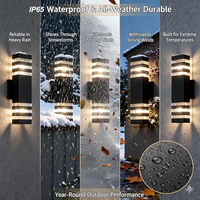 10Pack 15inch LED Square Up & Down Wall Lights, 14W Outdoor Wall Light 4000K - Image 2