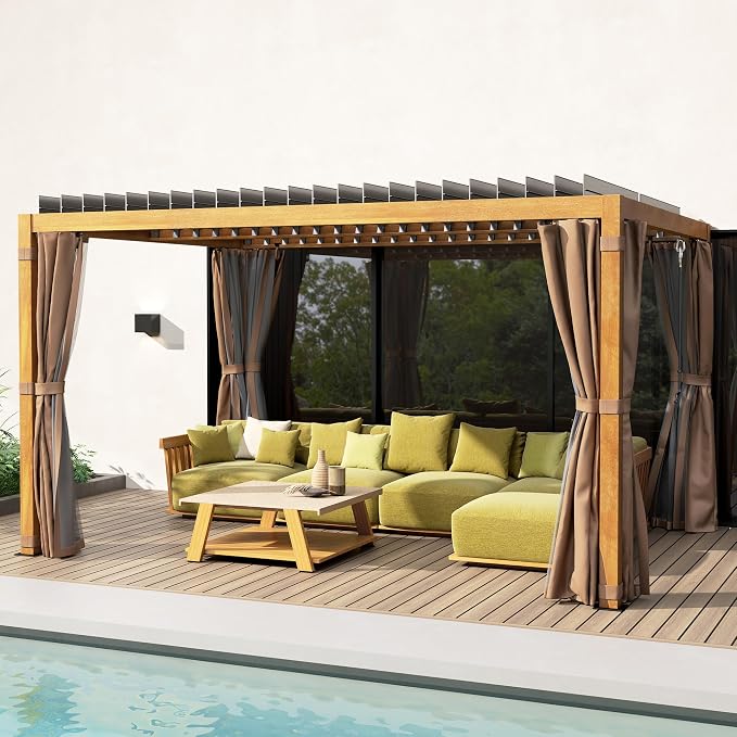 Outsunny 10' x 13' Louvered Pergola Hardtop Gazebo - Image 8