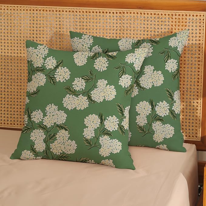 Sage Green Spring Pillow Covers 20x20 Inch 2 Pcs Yellow Hydrangea Flower Decor - Image 2