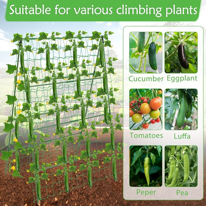 32 x 53 Inch Cucumber Trellis for Climbing Plants Outdoor A-Frame Garden - Image 7