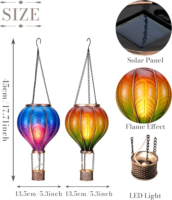 TERESA'S COLLECTIONS 2 Pack Hanging Solar Lantern Outdoor Garden Decor - Image 4