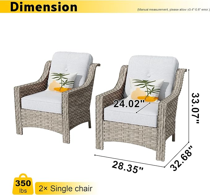 HOOOWOOO 2 Piece Patio Chairs Set, Outdoor Wicker Chairs, All Weather Resistant - Image 6