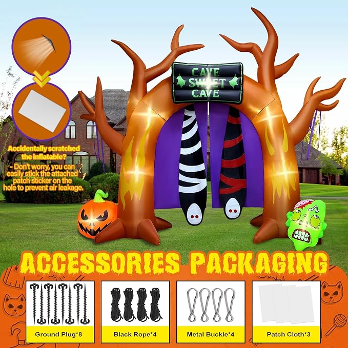 Kalolary 10 FT Halloween Inflatables Archway Outdoor Decorations, Ghost Tree - Image 4