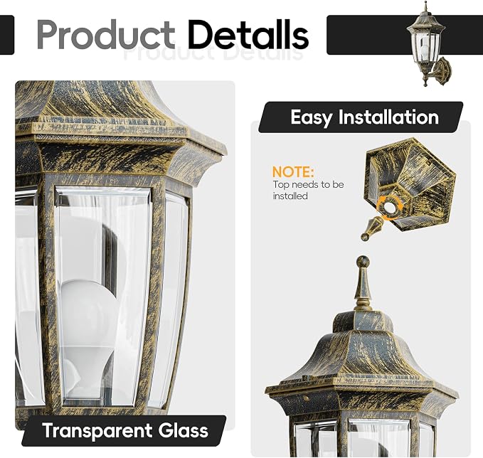 EMART Outdoor Front Porch Light, Exterior Anti-Corrosion, Waterproof Aluminum & - Image 4