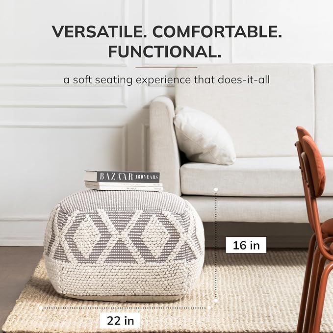 Anji Mountain 100% Handmade & Handcrafted Comfortable Home Décor Pouf Ottoman - Image 2