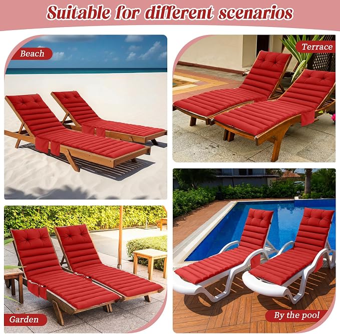 Kigley Outdoor Lounge Chair Cushions Set of 2, 72.8 x 24 x 2.3 Inch Patio - Image 7