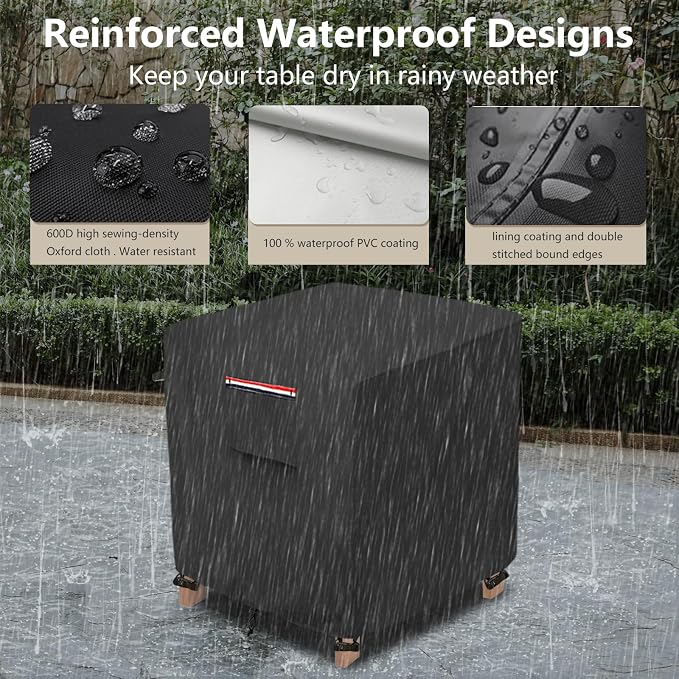 okcool Patio Wicker Side Table Cover, Waterproof Square Patio Small Side Table - Image 5