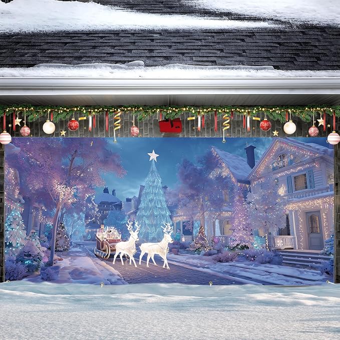 ANNA QUEEN Christmas Sleigh Ride Under the Stars Garage Door Banner 6 x 13FT - Image 2