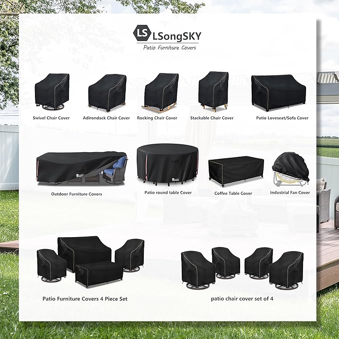 Round Patio Furniture Covers, 600D Heavy Duty Waterproof Outdoor Furniture Cover - Image 3