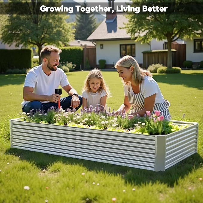 3 Pack 8x4FT Raised Beds for Gardening, Corrugated Galvanized Steel Raised - Image 4