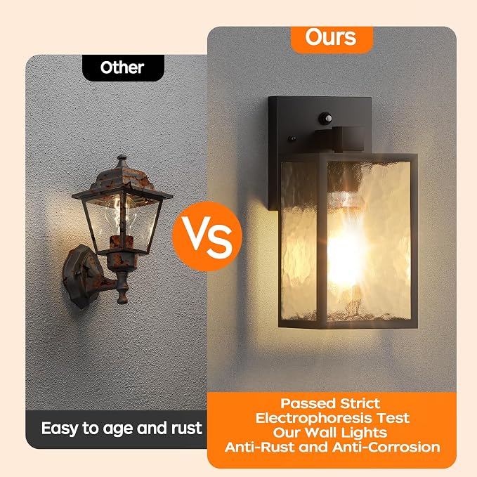 WIHTU Dusk to Dawn Outdoor Lighting Fixtures, Sensor Wall Sconce Lamp, - Image 4