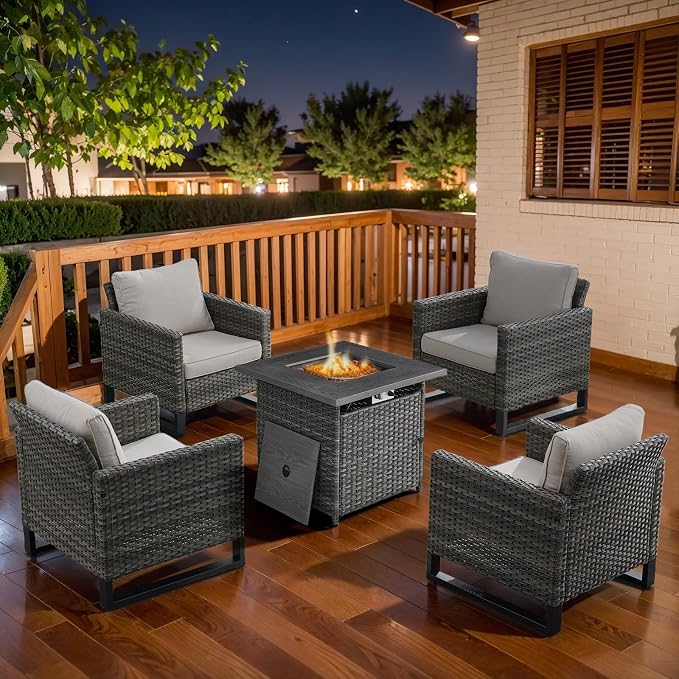 Belord 5 Pieces Wicker Patio Furniture Set: 4 Outdoor Club Chairs Patio by Belord