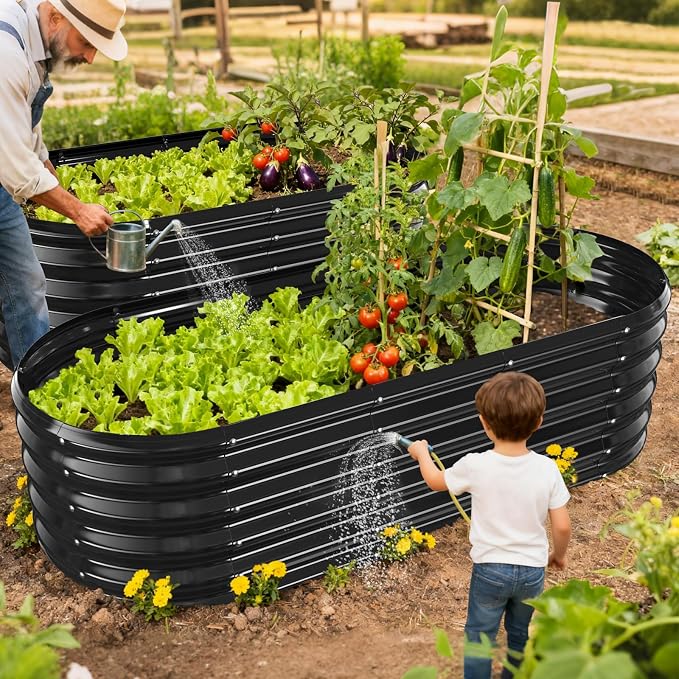 17" Tall Outdoor Garden Raised Garden Bed Kits, 5ft X 2ft Oval, 0.8MM Thick - Image 6
