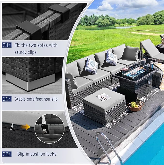 BULEXYARD 13 Piece High Back Outdoor Furniture Sets - Image 7