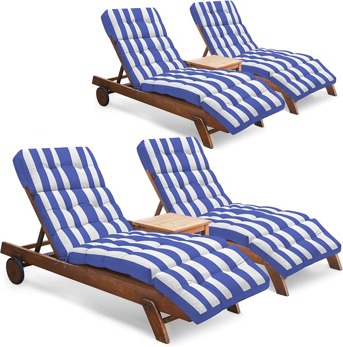 Outdoor Chaise Lounge Chair Cushion Set of 4, Waterproof 74.4 x 22 x 4.7 Inches by Tycdiose