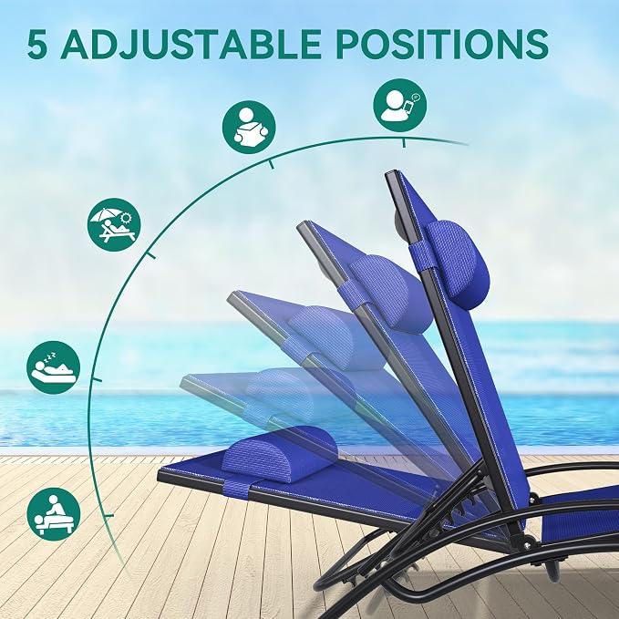 YITAHOME Outdoor Chaise Lounge Chair Set of 6, Pool Lounge Chairs - Image 5