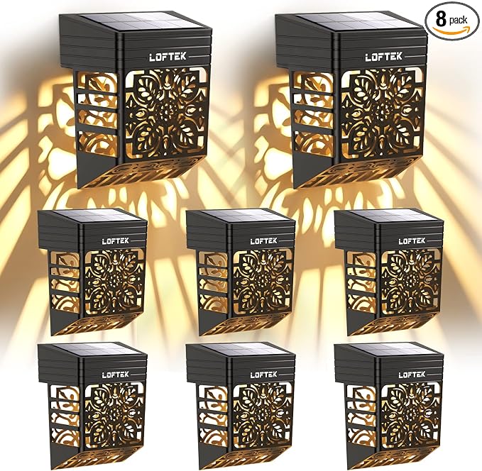LOFTEK Solar Deck Lights, 8 Pack Solar Fence Lights, Outdoor Patio Decorative by LOFTEK