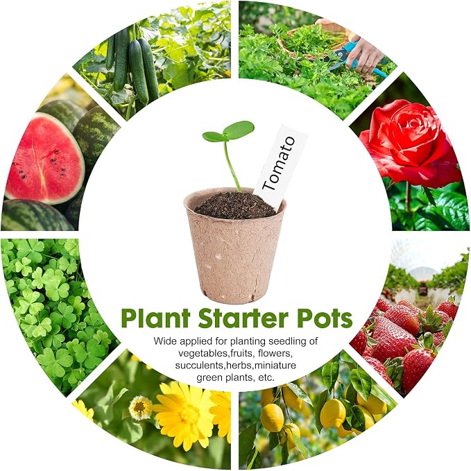 Peat Pots, 60 Pack Plant Starter Round Nursery Pot - Image 5