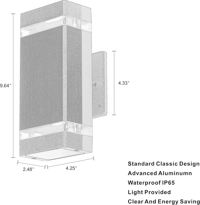 LMP 4 Pack LED Square Up and Down Lights Outdoor Wall Light，Body in Aluminum - Image 6