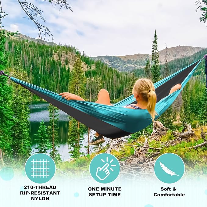 SZHLUX Camping Hammock Double & Single Portable Hammocks - Image 4