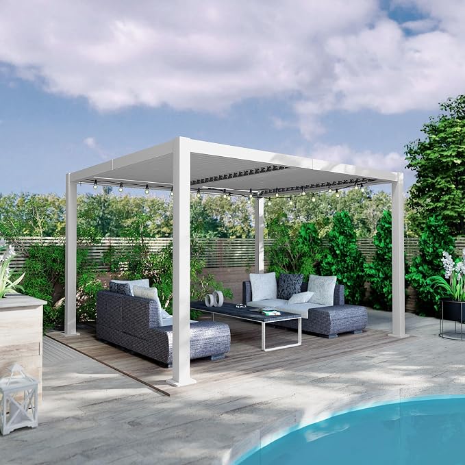 Kozyard Outdoor Louvered Pergola 10ft x 12ft Pergola Sun Shade All-Weather - Image 2