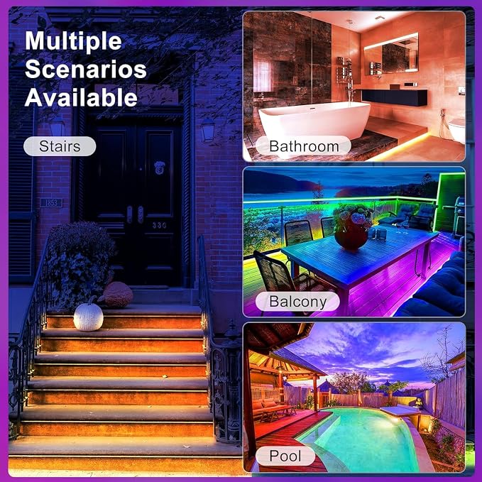 DAYBETTER Waterproof LED Light Strips 66ft, Outdoor LED Strip Lights Color - Image 4
