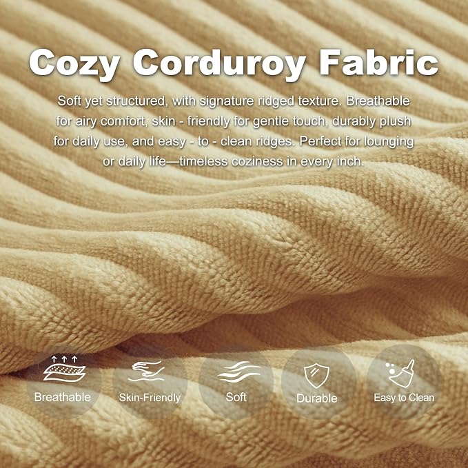 Giant Bean Bag Chair for Adults, Corduroy Chaise Lounge - Image 5