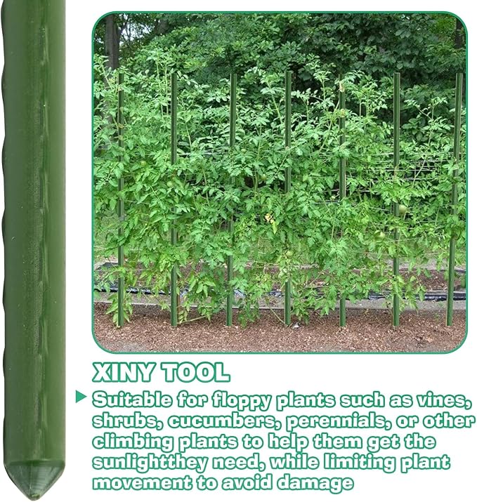 Xiny Tool Garden Stakes, 15 Pack 8 FT Steel Plant Garden Tomato Stakes - Image 3
