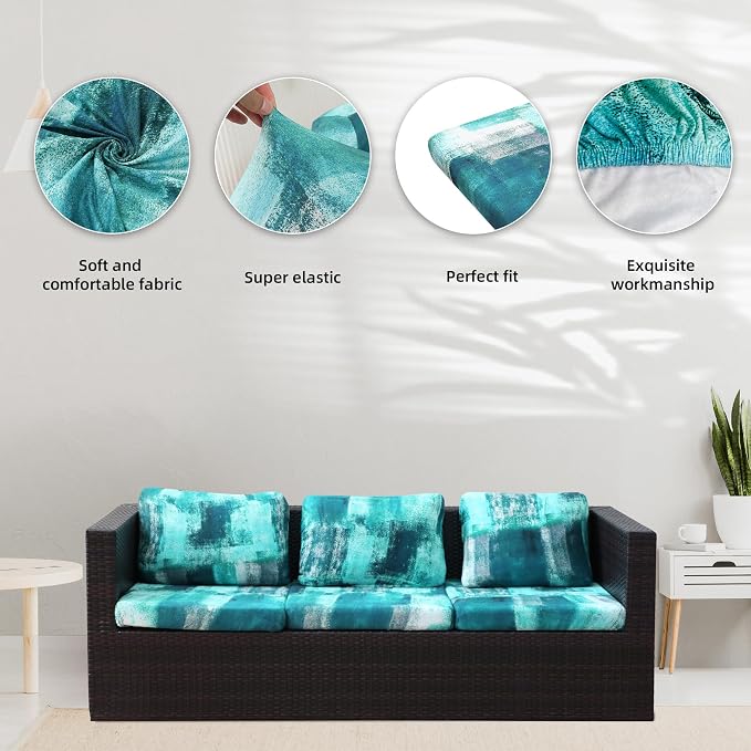 8Pcs Stretch Patio Cushion Covers, Outdoor Couch Covers Replacement, Outdoor - Image 3