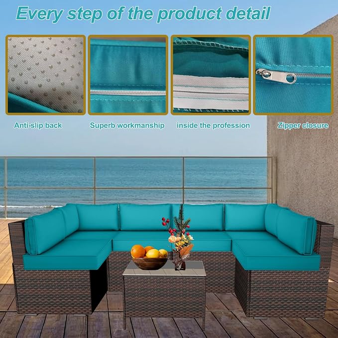 14 Piece Outdoor Patio Cushion Cover Replacement, Waterproof Patio Cushion - Image 3