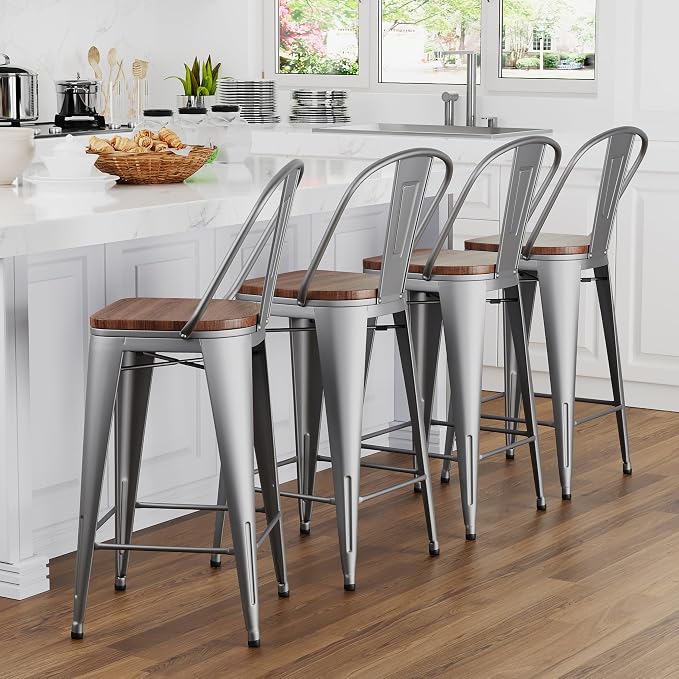 Yongqiang 30 inch Bar Stools Set of 4 Modern Farmhouse Bar Height Stools - Image 2