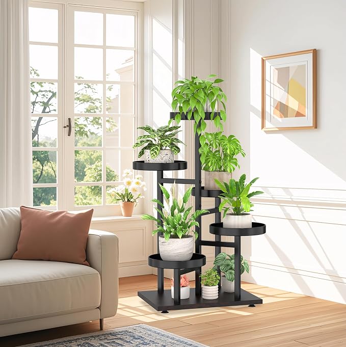iDavosic.ly 5 Tier Plant Stand Indoor, Tiered Corner Metal Wood Multiple Flower - Image 7