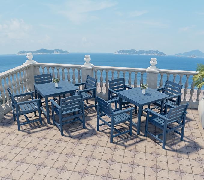 Anbuy Patio HDPE Dining Table Sets, Removable 2-in-1 Outdoor Patio Table - Image 4