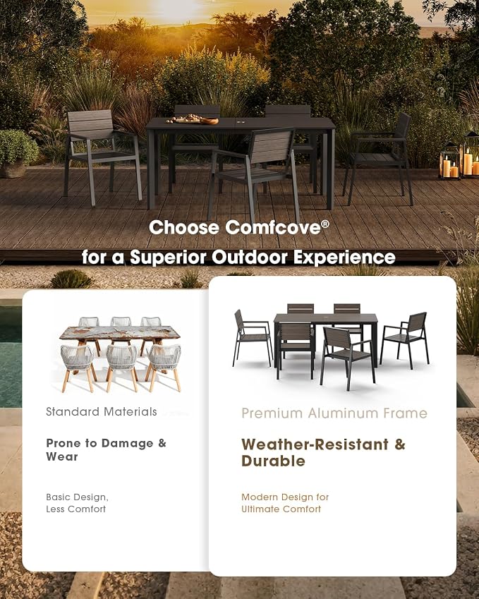 Outdoor Patio Dining Chairs Set of 2, Aluminum & HDPS All-Weather Dining Chairs - Image 5