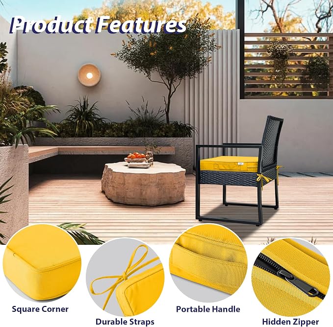 Outdoor Chair Cushions Set of 4, Waterproof Outdoor Seat Cushions - Image 5
