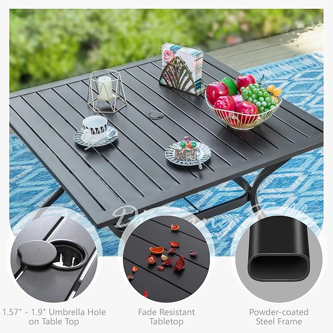 PHI VILLA 37" Patio Table for 4, Metal Outdoor Dining Table - Image 6